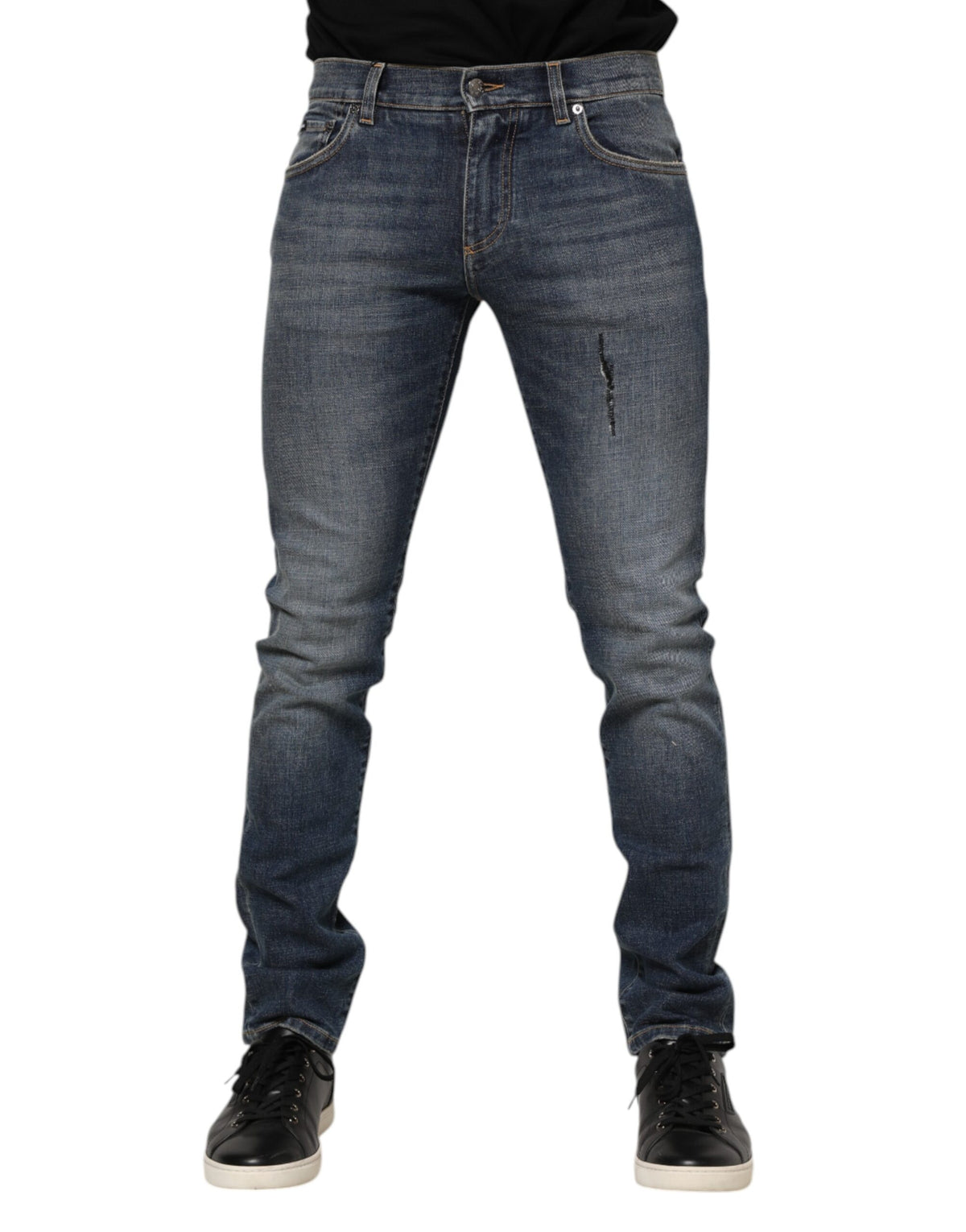 Blue Washed Cotton Skinny Men Denim Jeans