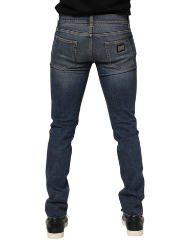 Blue Washed Cotton Skinny Men Denim Jeans