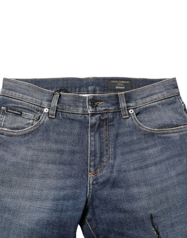Blue Washed Cotton Skinny Men Denim Jeans