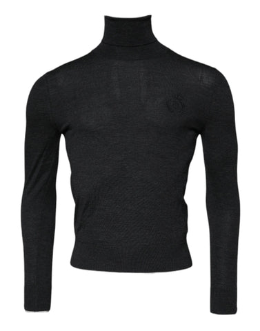Black Wool Turtle Neck Men Pullover Sweater