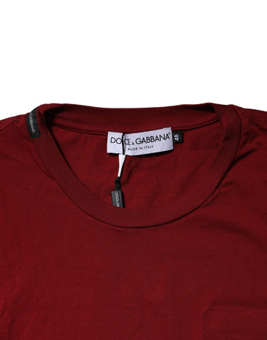 Maroon Cotton Crew Neck Short Sleeves T-Shirt
