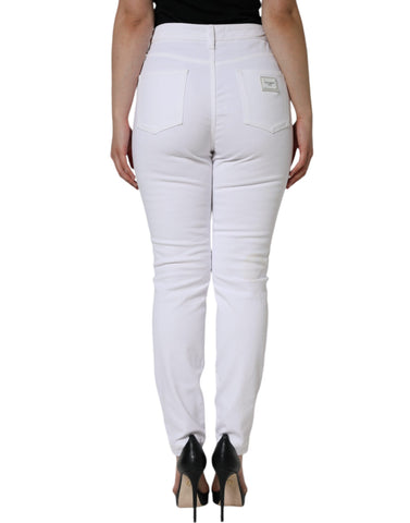 White AUDREY Cotton Logo Skinny Denim Jeans