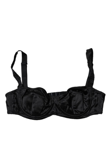 Black Silk Semi-Pad Balconette Bra Underwear