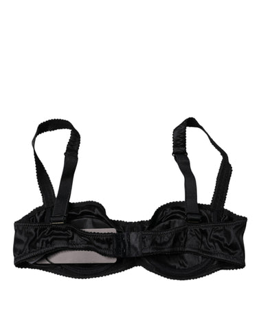 Black Silk Semi-Pad Balconette Bra Underwear