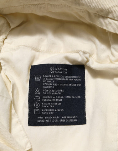 Beżowe, proste spodnie męskie z bawełny sztruksowej