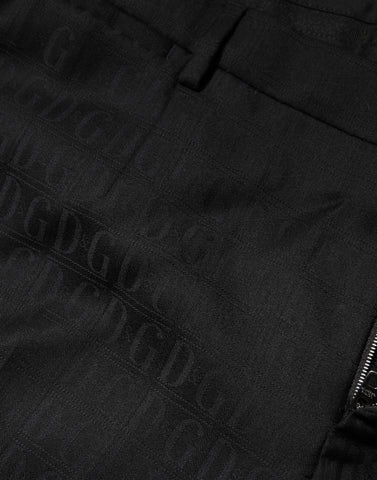 Black Wool Mid Waist Dress Men Trouser Pants