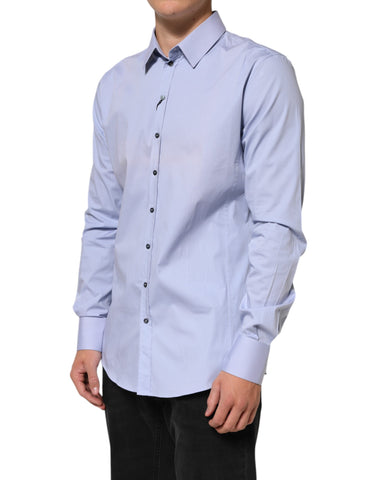 Blue SICILIA Cotton Men Dress Formal Shirt