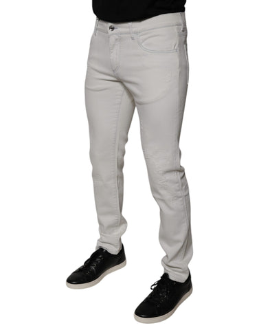 White Cotton Stretch Skinny Men Denim Jeans