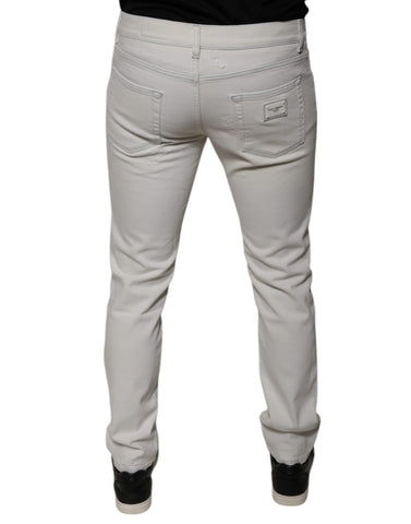White Cotton Stretch Skinny Men Denim Jeans