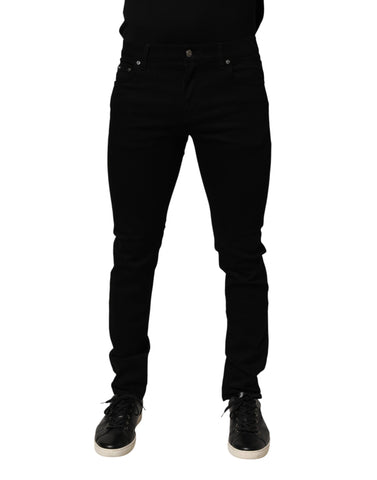 Black Cotton Stretch Slim Fit Men Denim Jeans