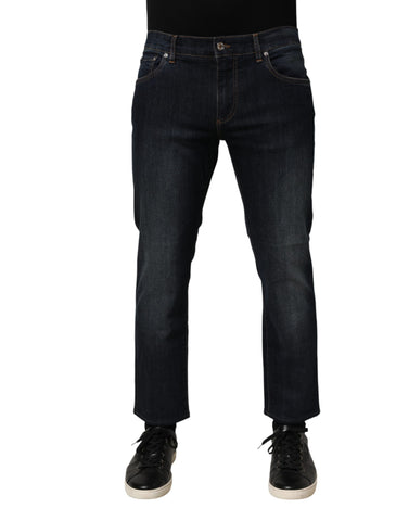 Dark Blue Cotton Skinny Men Denim Jeans