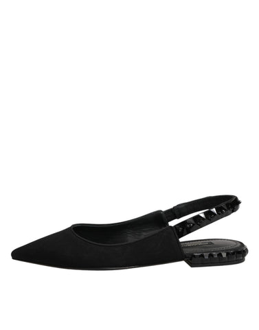 Black Crystal Charmeuse Slingback Shoes