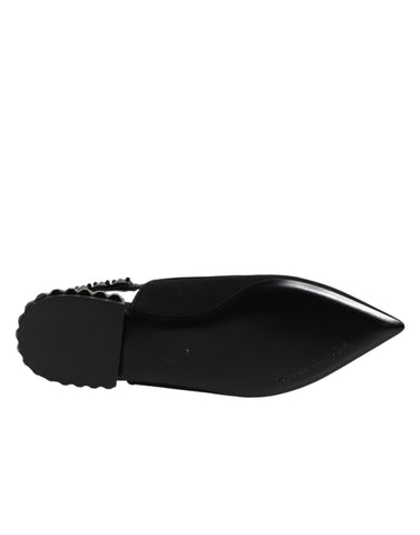 Black Crystal Charmeuse Slingback Shoes