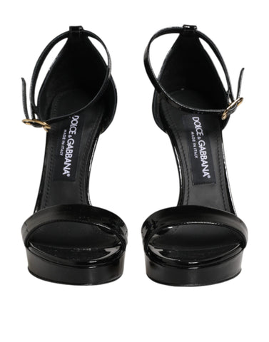 Black Leather Platform Keira Sandals Shoes