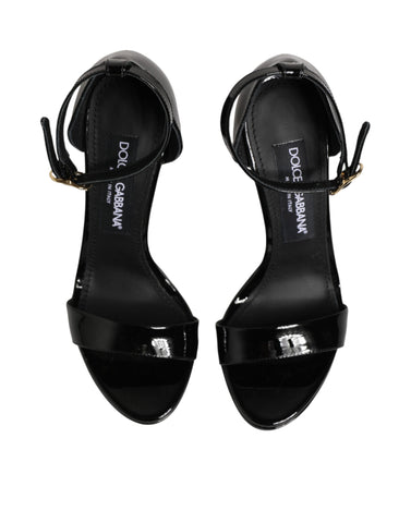 Black Leather Platform Keira Sandals Shoes