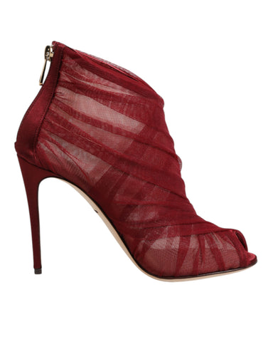 Red Tulle Ankle Boots Stiletto Heels Shoes