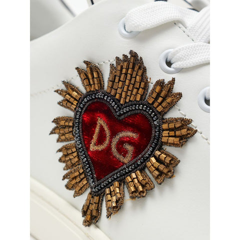 Białe skórzane trampki za kostkę