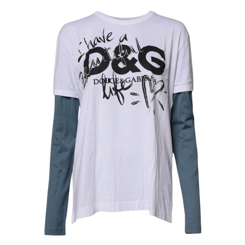 White Graphic Print Cotton Crew Neck T-shirt