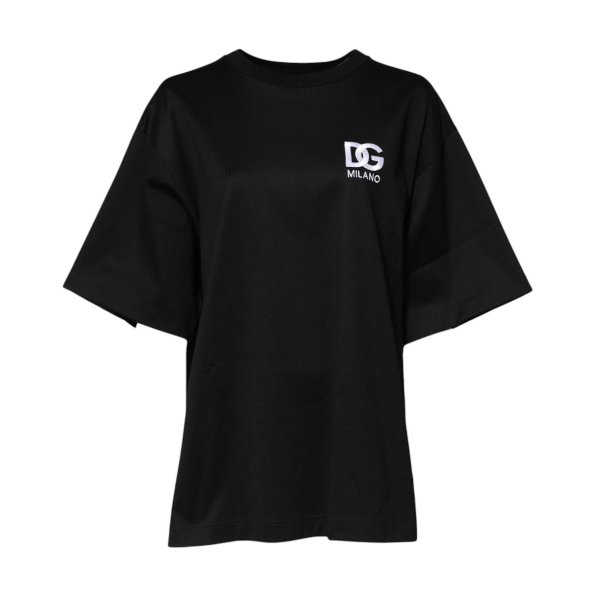 Black Cotton DG Logo Embroidery Top  T-shirt