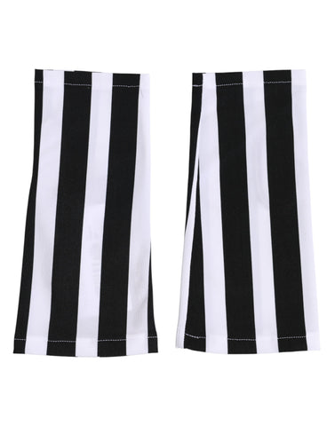 Black White Nylon Fingerless Wrist Length Gloves