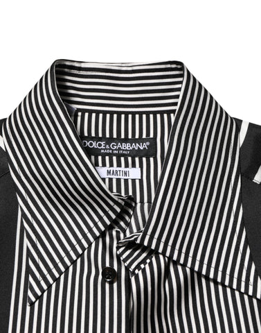 Black White Stripes Men MARTINI Dress Shirt