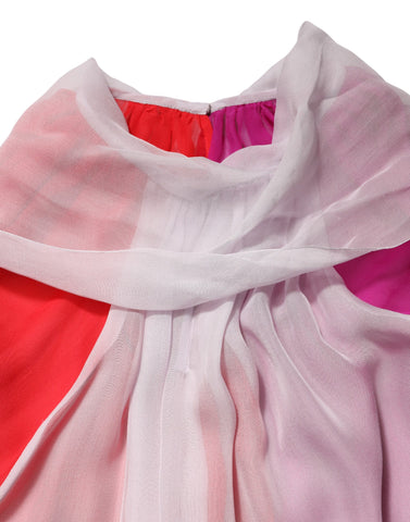 Multicolor Short Sleeves Silk Blouse Top