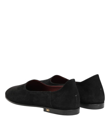 Black Leather Suede Slip On Loafers Dress Shoes