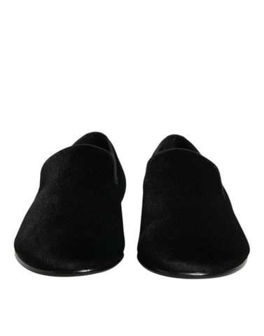 Black Leather Suede Slip On Loafers Dress Shoes