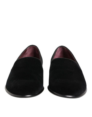 Black Leather Suede Slip On Loafer Dress Shoes