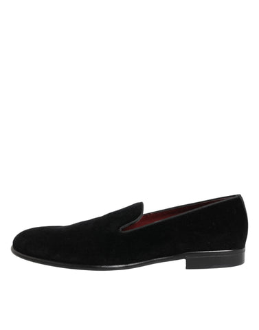 Black Leather Suede Slip On Loafer Dress Shoes