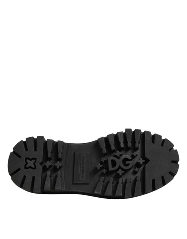 Czarne skórzane buty typu derby z kryształkami i klejnotami