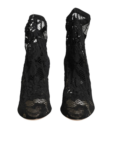 Black Stretch Socks Taormina Lace Boot Shoes