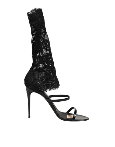 Black Floral Lace Heels SANDALS Shoes