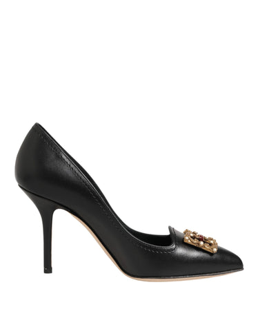 Black Leather DG Amore Heels Pumps Shoes