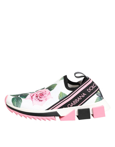 White Rose Print Sorrento Sneakers Shoes