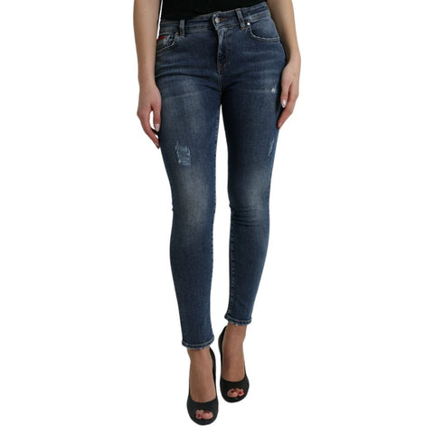 Blue Cotton Skinny Jeans