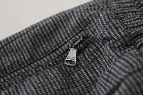 Gray Striped Wool Skinny Trouser Pants