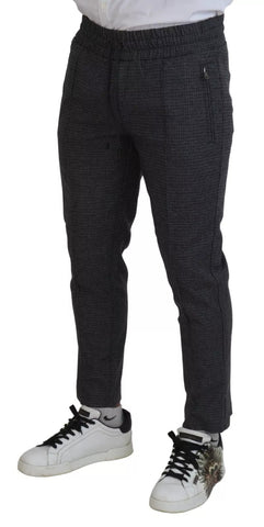 Gray Striped Wool Skinny Trouser Pants