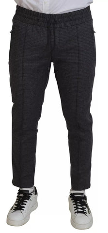 Gray Striped Wool Skinny Trouser Pants