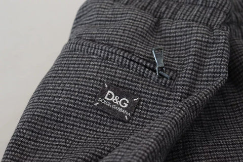 Gray Striped Wool Skinny Trouser Pants