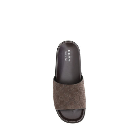 Brown Calf Leather Bos Taurus Flat Sandals