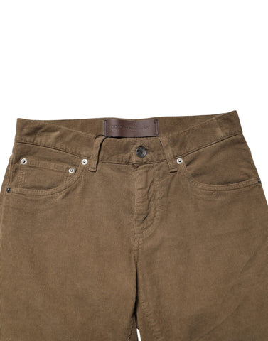 Brown Cotton Stretch Skinny Men Denim Jeans