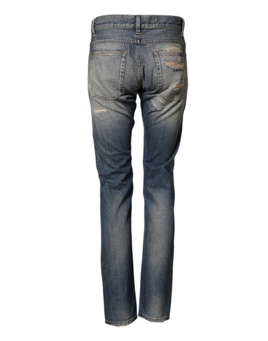 Blue Tattered Men Skinny Denim Trouser Jeans