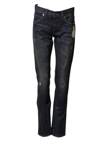 Dark Blue Watch GOLD Men Skinny Denim Jeans