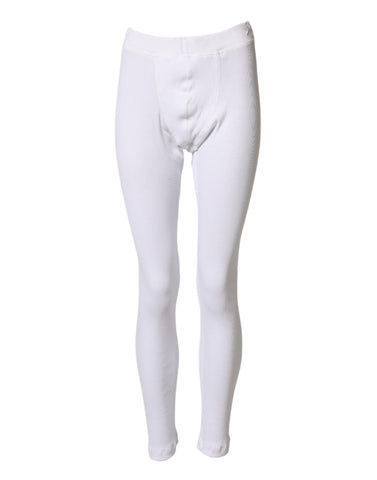 White Cotton Mid Waist Tights Leggings Pants