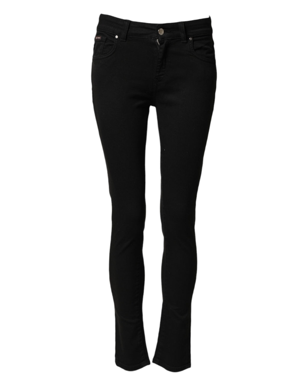 Black Cotton Skinny Mid Waist Denim Jeans