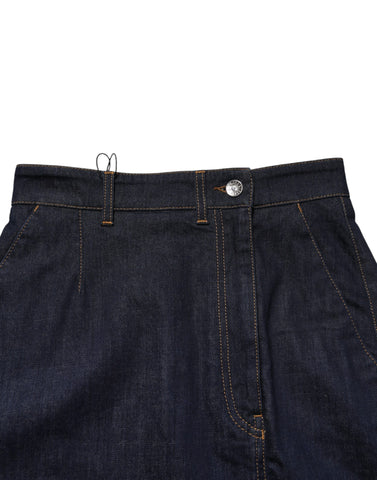 Ciemnoniebieska bawełniana spódnica midi z denimu w kształcie litery A