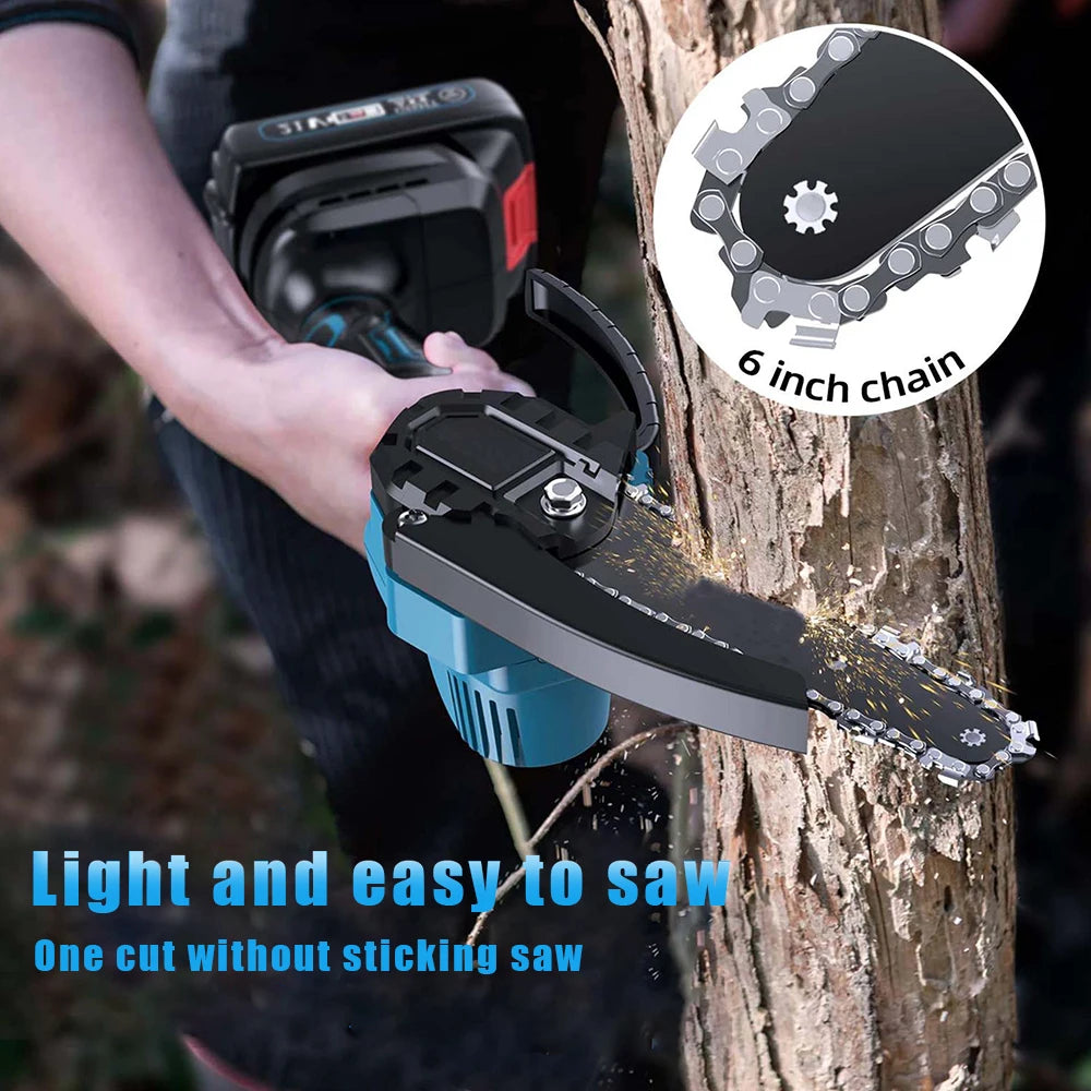 Bezprzewodowa mini piła łańcuchowa DWiusty 6" 3000W do cięcia drewna (kompatybilna z Makita 18V) Główne zdjęcie produktu