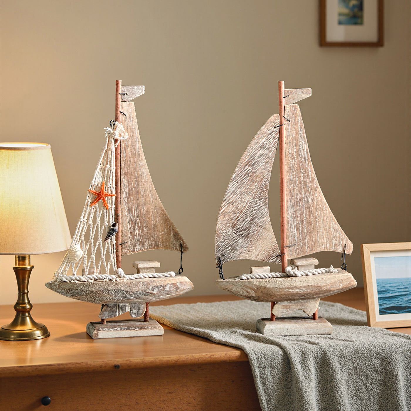 Mała Drewniana Łódka Do Dekoracji Domu Drugie zdjęcie produktu