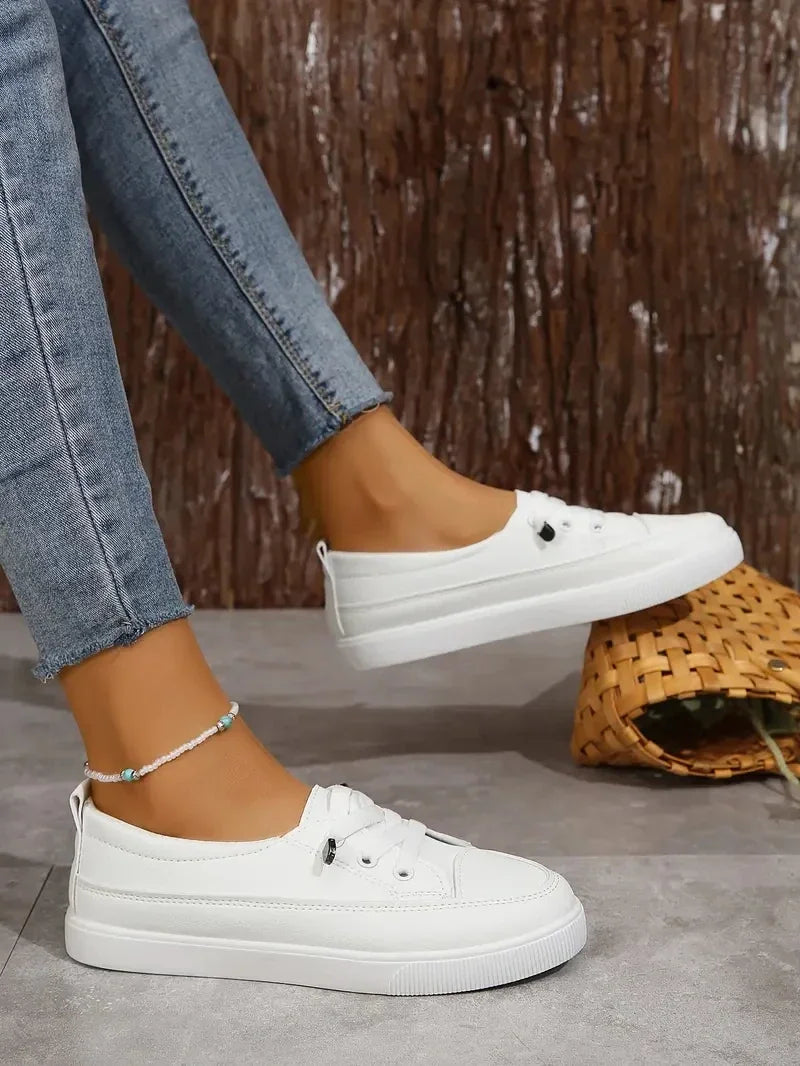 Damskie oddychające sneakersy z okrągłym noskiem – lekkie casualowe buty do chodzenia
